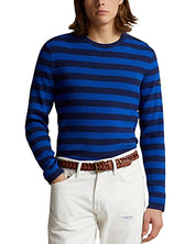 Polo Ralph Lauren Men Ribbed Stripe Cotton Cashmere Crewneck Sweater Blue Large