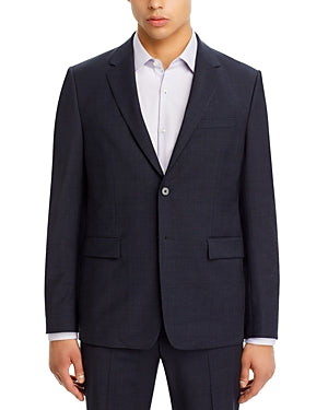 Theory Chambers Mens Plaid Slim Fit Suit Jacket 38R Navy Blue Sport Coat