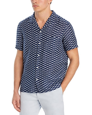 Vineyard Vines Mens Short Sleeve Printed Cabana Button Down Shirt Blue Small