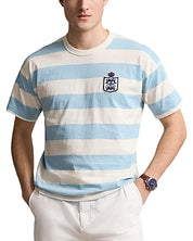 Polo Ralph Lauren Mens Vintage Fit Striped Slub Jersey T Shirt Blue Beige Small