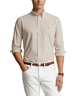 Polo Ralph Lauren Men's Classic-Fit Striped Stretch Poplin Shirt Medium Beige