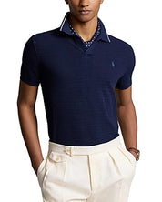 Polo Ralph Lauren Textured Polo Sweater Shirt XXL Navy Blue Linen Cotton