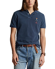 Polo Ralph Lauren Men's Custom Slim Polo Bear Mesh Polo Shirt Blue 2XL