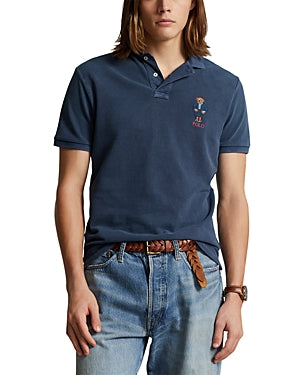 Polo Ralph Lauren Men's Custom Slim Polo Bear Mesh Polo Shirt Blue 2XL
