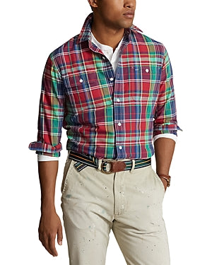Polo Ralph Lauren Mens Classic fit Long Sleeve Button-Up Shirt Medium Red Plaid