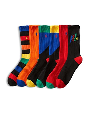Polo Ralph Lauren Mens 6 Pack Crew Socks Large Multicolor