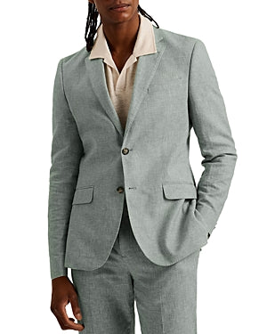 Ted Baker Mens Slim fit Sport Coat Blazer 42 R Sage Green Solid Linen