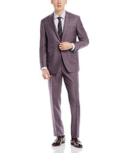 Canali Siena Sharkskin Classic Fit 2 Piece Suit EU 56 US 46R / 38W Purple Wool