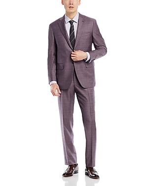 Canali Siena Sharkskin Classic Fit 2 Piece Suit EU 50 US 40S / 34W Purple Wool