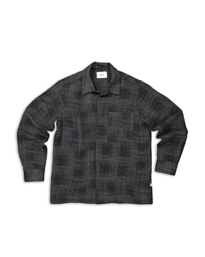 NN07 Julio Printed Long Sleeve Button Front Shirt Medium Grey Check