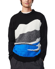Nn07 Mens Regular fit Long Sleeve Crewneck Sweater Medium Black Blue Grey