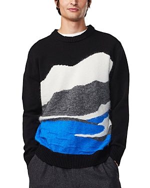 Nn07 Mens Regular fit Long Sleeve Crewneck Sweater Medium Black Blue Grey