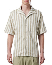 NN07 Julio Mens Striped Short Sleeve Button Up Shirt Beige XL