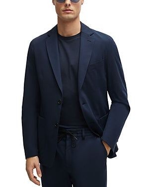 Hugo Boss Mens Hanry Slim Fit Raw Edge Two Button Sport Coat 42R Blue