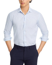 Hugo Boss Mens Slim fit Dress Shirt Large 16.5 in 32-33 Light Blue Plaid