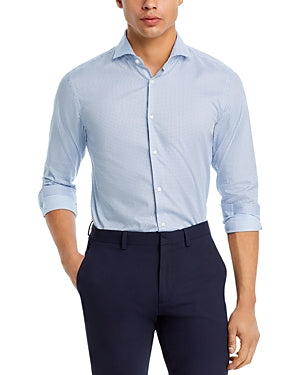 Hugo Boss Mens Max Sharp Fit Dress Shirt Blue Large 16 32 - 33