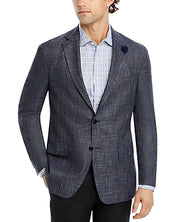 Hart Schaffner Marx New York Crosshatch Regular Fit Sport Coat 40 R Dark Wool