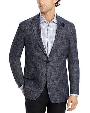 Hart Schaffner Marx New York Crosshatch Regular Fit Sport Coat 40 R Dark Wool