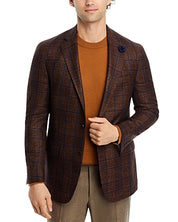Hart Schaffner Marx Mens Regular fit Sport Coat Blazer 48 R Brown Plaid