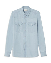 Blk Dnm Mens Slim Fit Long Sleeve Button Front Shirt Blue Medium