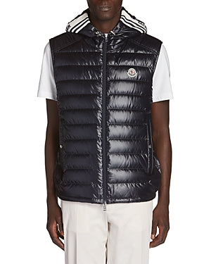Moncler Clai Quilted Full Zip Hooded Down Puffer Coat Vest Size 6 / XXL Navy
