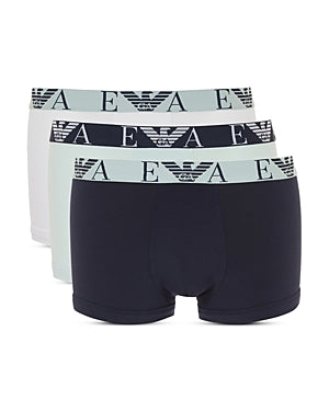 Emporio Armani Mens 3 Pack Trunks Underwear Medium White