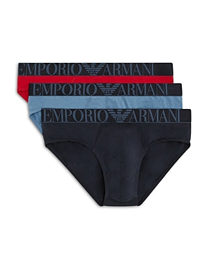Emporio Armani Underwear Mens 3 Pack Classic fit Briefs Underwear Medium Blue