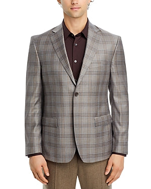 The Men's Store at Bloomingdale's Plaid Regular Fit Sport Coat 44 L Brown Plaid