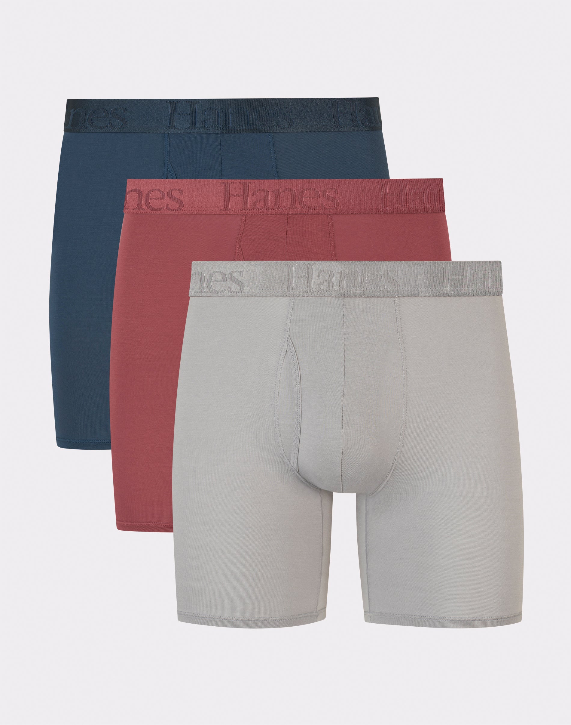 Hanes Men 3 Pack Regular fit Boxer Briefs Underwear Small Multicolor Solid