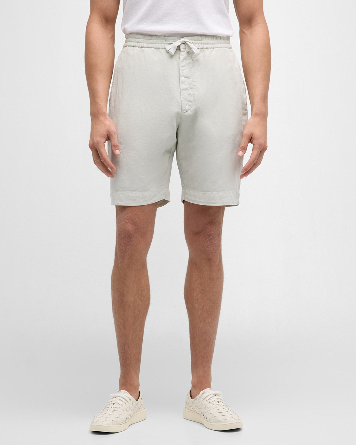 Officine Generale Mens Classic fit Drawstring Shorts 48 / 8.2 Beige Solid