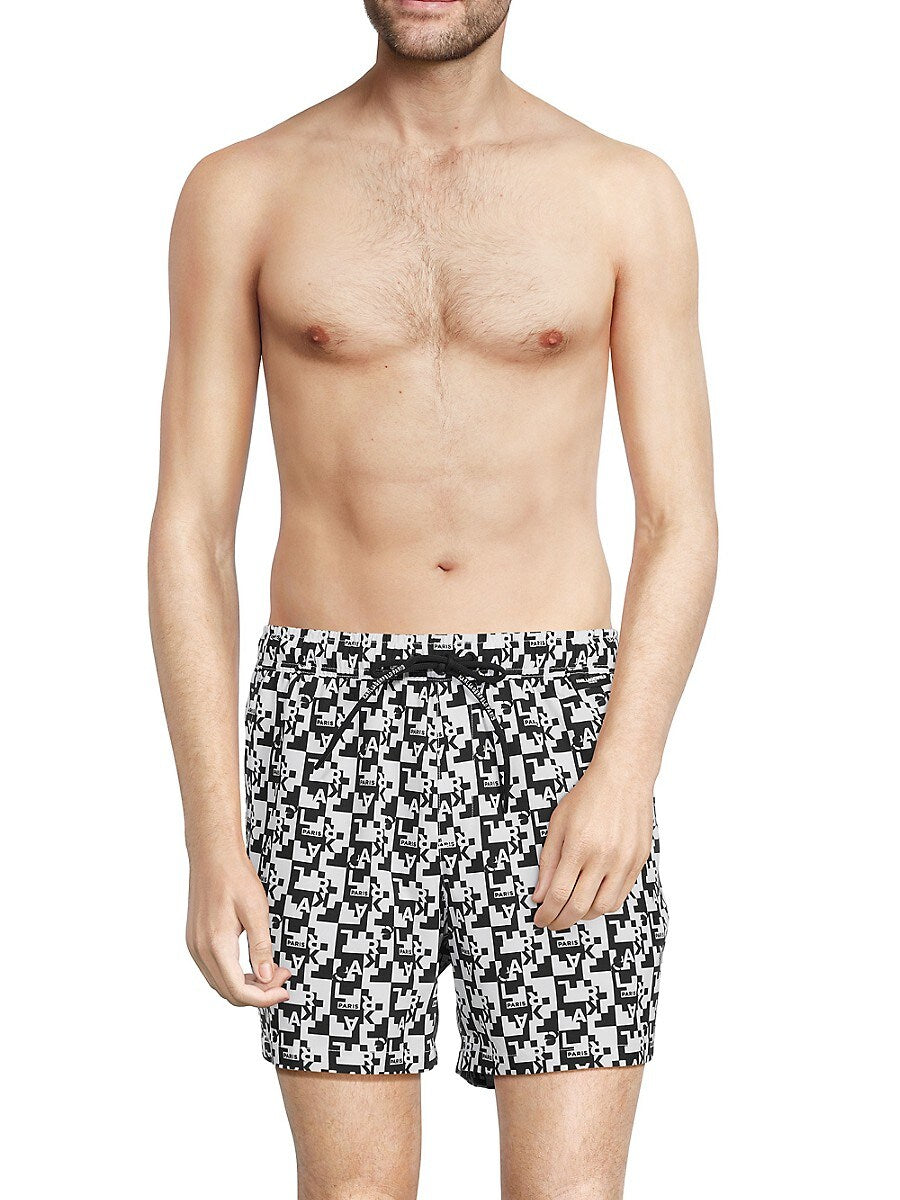 Karl Lagerfeld Paris Mens Regular fit Swimwear White Swim Shorts Small