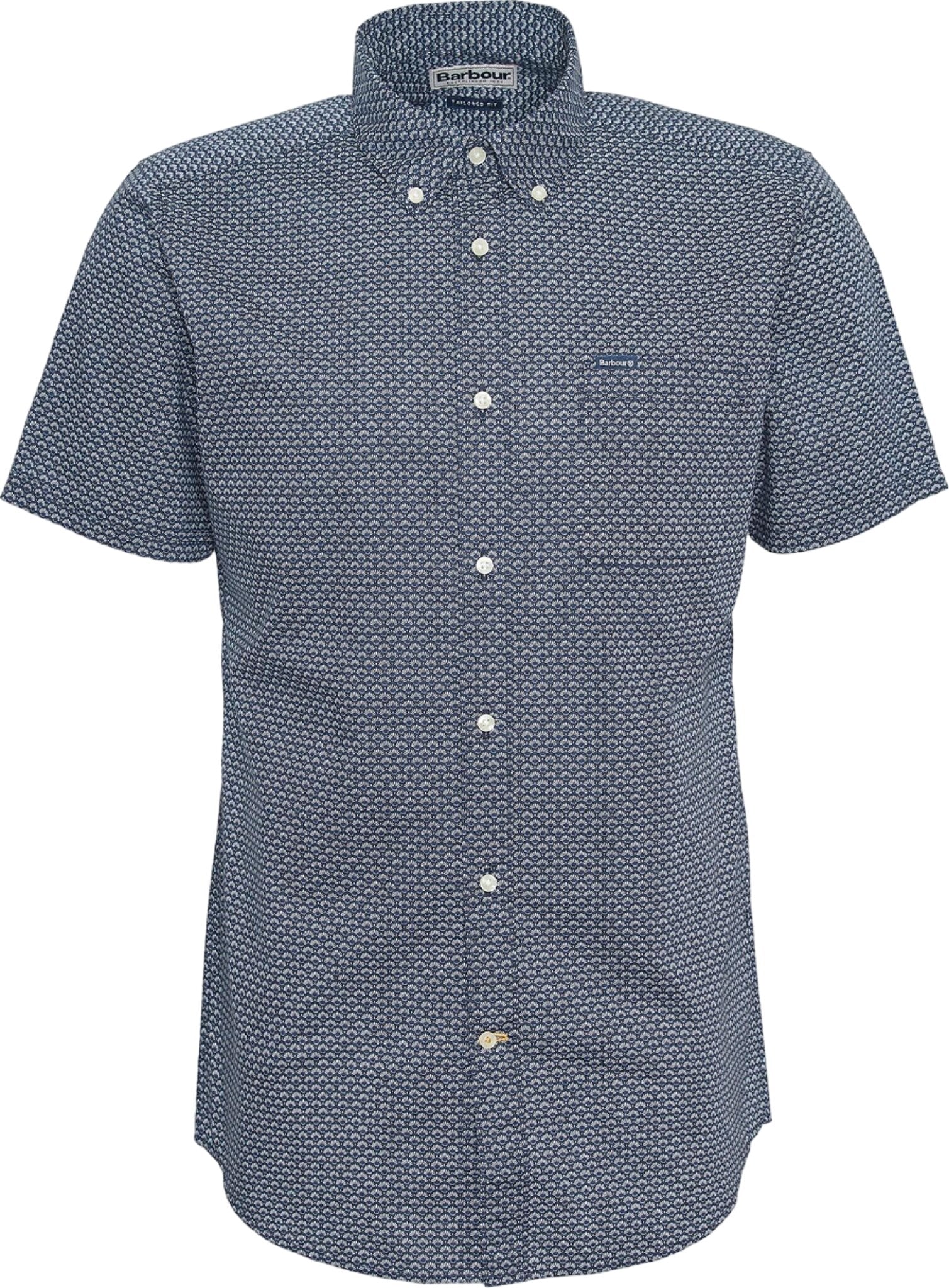 Barbour Mens Regular fit Short Sleeve Button-Up Shirt Large Blue