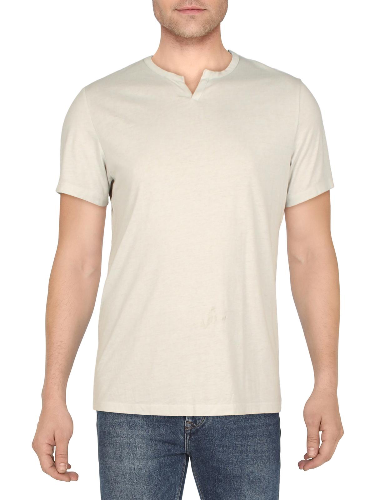International Concepts Mens Split Neck Short Sleeve T Shirt Light Grey Large