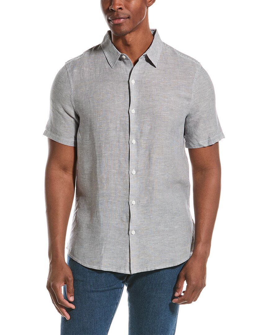Onia Mens Regular fit Short Sleeve Button-Up Shirt Medium Blue Striped