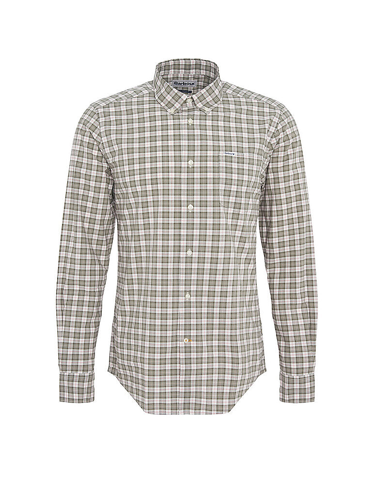 Barbour Mens Classic fit Long Sleeve Button-Up Shirt XL Green White Plaid