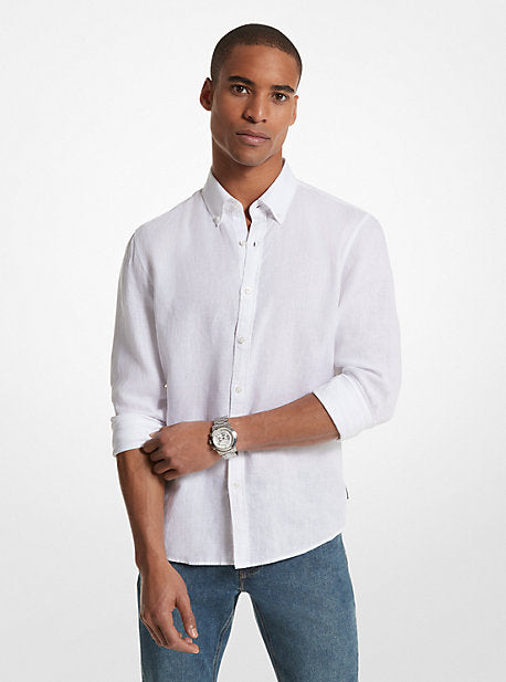 Michael Kors Mens Slim fit Long Sleeve Button-Up Shirt XXL White Solid