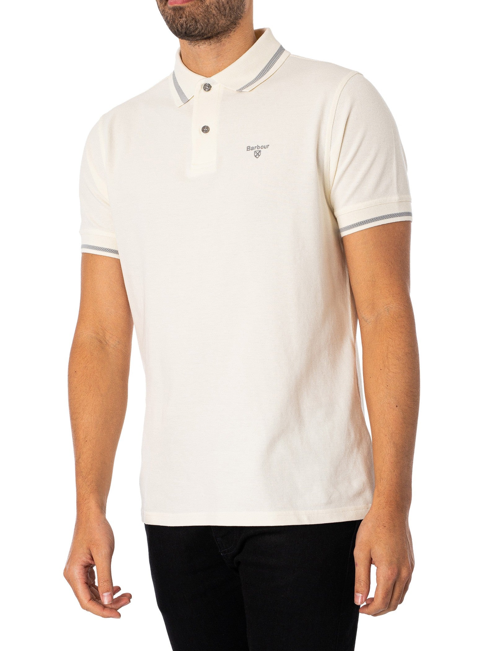 Barbour Mens Regular fit Short Sleeve Polo Shirt Large Beige Solid