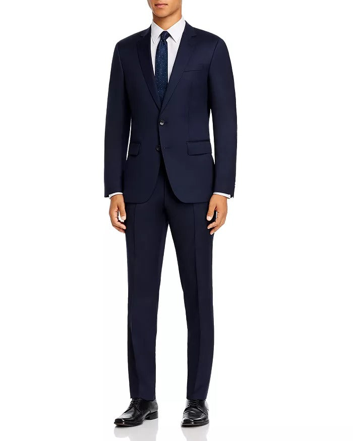Hugo Boss Huge/Genius Wool Twill Slim Fit Suit 40L / 34 Waist Navy Blue