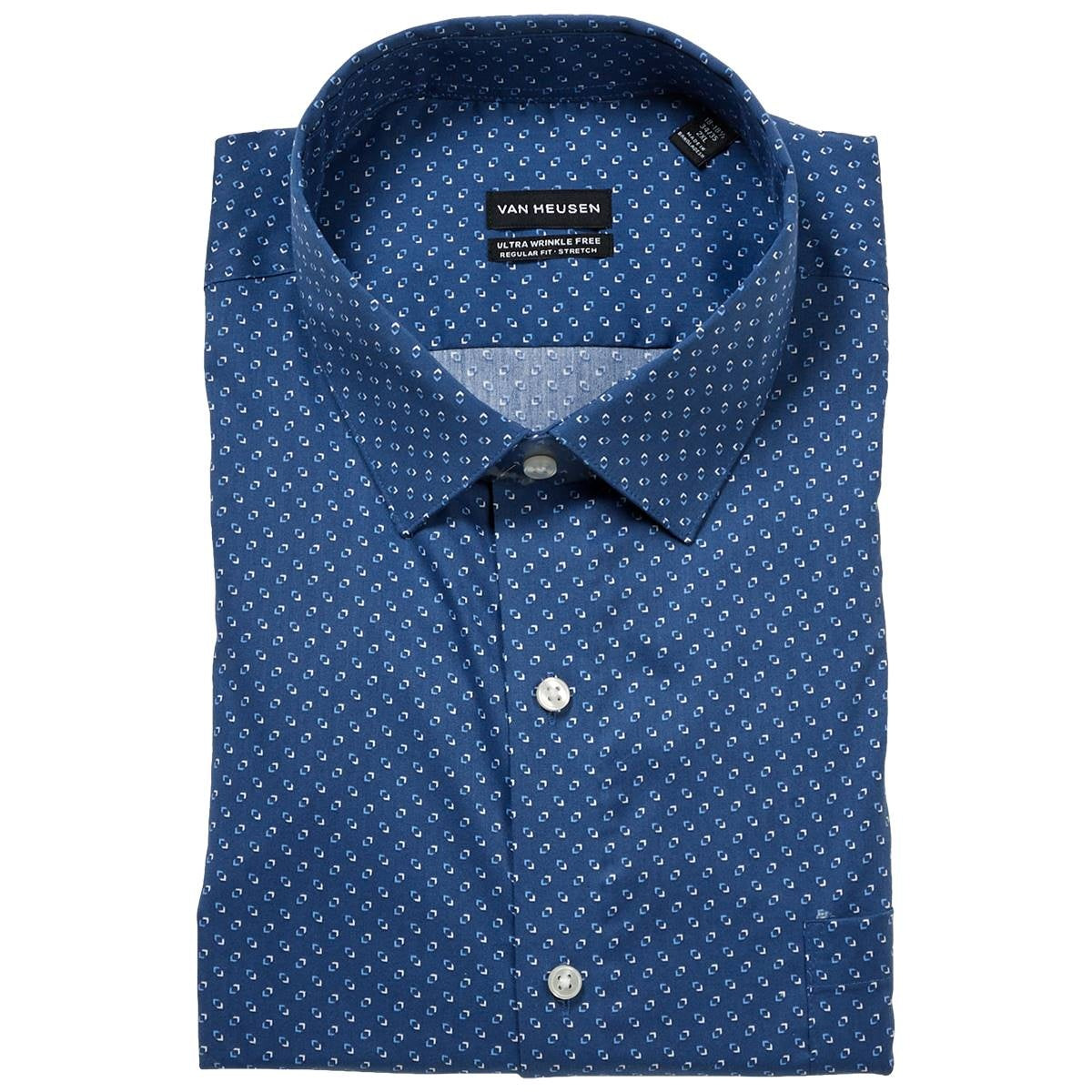 Van Heusen Mens Regular fit Dress Shirt Large 16-16.5 34-35 Blue