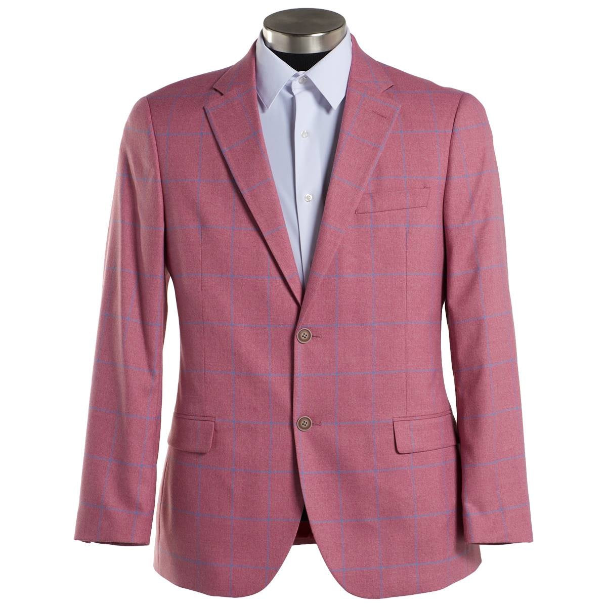 Nautica Mens Modern fit Sport Coat Blazer 46 R Pink Plaid