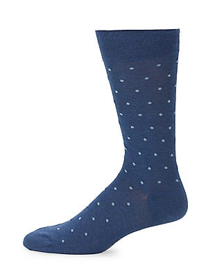 Marcoliani Mens Crew Socks One-size Blue Polka Dot