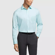 Van Heusen Mens Regular fit Dress Shirt Large 16-16.5 32-33 Aqua Blue Solid