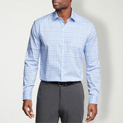 Van Heusen Mens Regular fit Dress Shirt Large 16-16.5 32-33 Light Blue Plaid