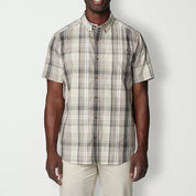 Columbia Men Regular fit Short Sleeve Button-Up Shirt Large Grey Plaid