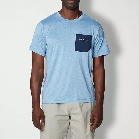 COLUMBIA Men Regular fit Short Sleeve T-Shirt Shirt Small Blue Solid