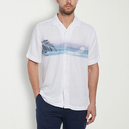 Cubavera Men Regular fit Short Sleeve Button-Up Shirt Large White
