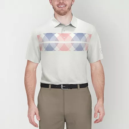 PGA TOUR Men Athletic fit Short Sleeve Polo Shirt Small White