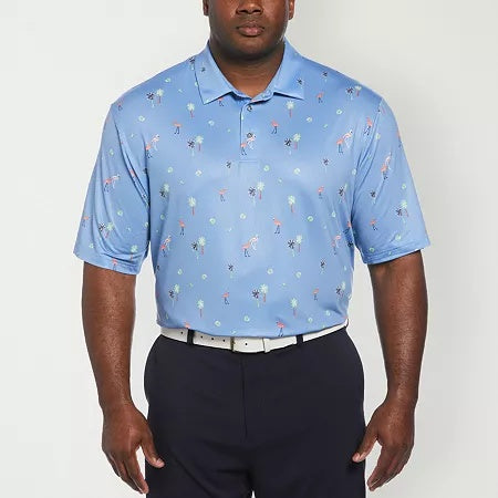 Pga Tour Mens Regular fit Short Sleeve Polo Shirt Large Blue