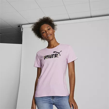 Puma Women Regular fit Short Sleeve Graphic T-Shirt Shirt Large Purple Solid