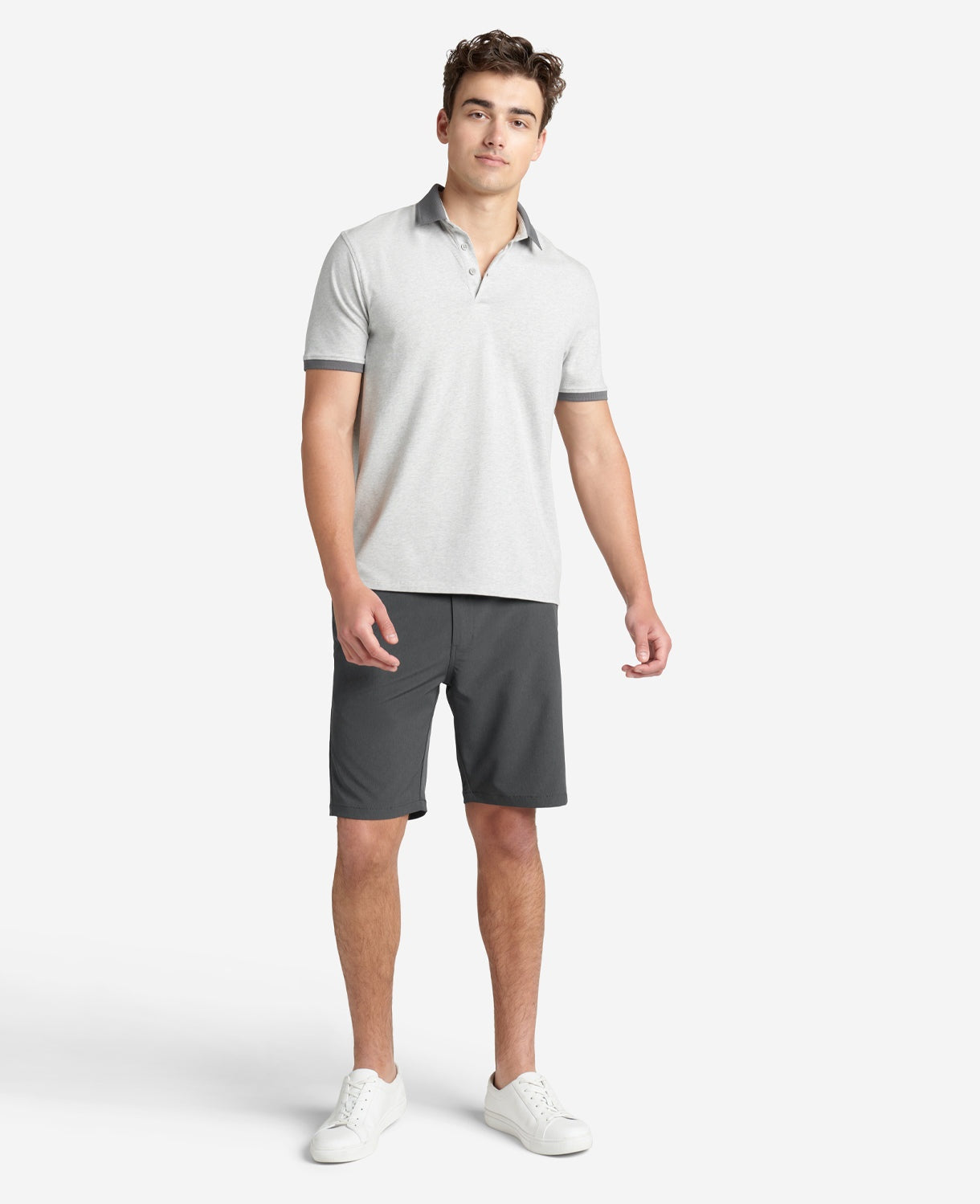 Kenneth Cole Mens Regular fit Athletic Shorts 34 Grey Solid Stretch